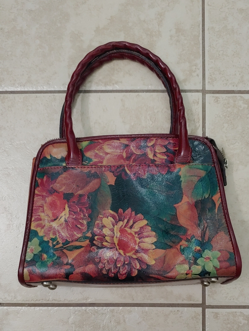 Patricia Nash Leather Purse Antique Floral Leather Top-Handle Bag